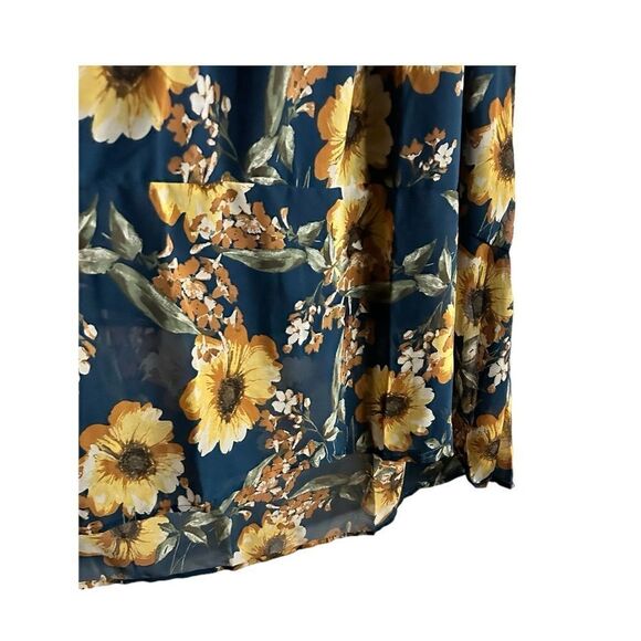 NWOT - Women’s Blue Floral Short Sleeve Midi Dress with Elastic Waistband-Size S - Picture 2 of 9